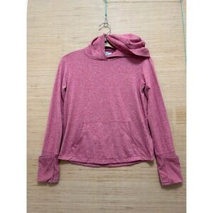 Athleta Girl Pink Heathered Pullover Hoodie Thumbholes Size M 8-10